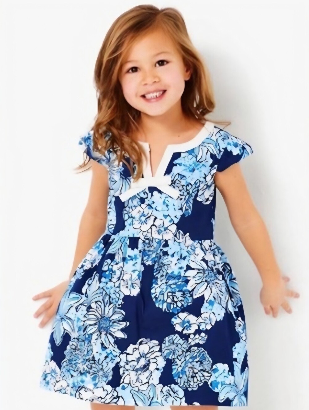 Lilly Pulitzer Girls’ Louise Dress Size 3 – Low Tide Navy Bouquet All Day